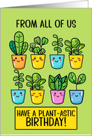 From Group Happy Birthday Kawaii Cartoon Plants in Pots card