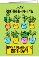 Brother in Law Happy Birthday Kawaii Cartoon Plants in Pots card