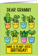 Granny Happy Birthday Kawaii Cartoon Plants in Pots card