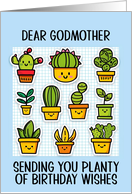 Godmother Happy Birthday Kawaii Cartoon Cactus Plants card