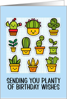 Happy Birthday Kawaii Cartoon Cactus Plants card