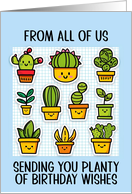 From Group Happy Birthday Kawaii Cartoon Cactus Plants card