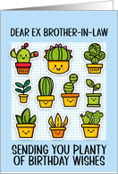 Ex Brother in Law Happy Birthday Kawaii Cartoon Cactus Plants card