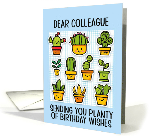 Colleague Happy Birthday Kawaii Cartoon Cactus Plants card (1839092)