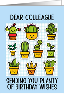 Colleague Happy Birthday Kawaii Cartoon Cactus Plants card