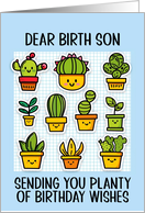 Birth Son Happy Birthday Kawaii Cartoon Cactus Plants card