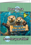 Oma Happy Birthday Otters with Birthday Sign card