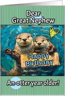 Great Nephew Happy Birthday Otters with Birthday Sign card