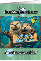 Granddaughter in Law Happy Birthday Otters with Birthday Sign card