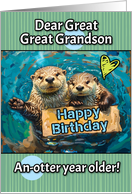 Great Great Grandson Happy Birthday Otters with Birthday Sign card