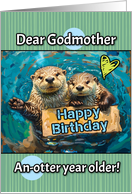 Godmother Happy Birthday Otters with Birthday Sign card