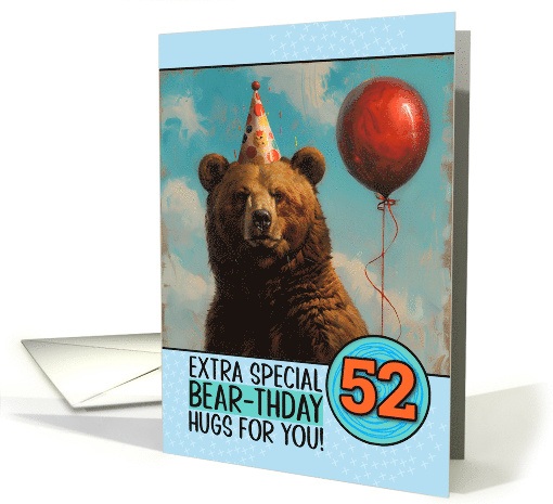 52 Years Old Happy Birthday Bear with Red Balloon card (1840102)