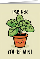 Partner Kawaii Cartoon Mint Plant in Pot card