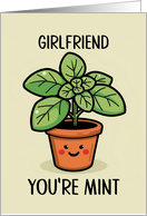 Girlfriend Kawaii Cartoon Mint Plant in Pot card