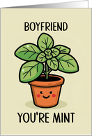 Boyfriend Kawaii Cartoon Mint Plant in Pot card