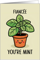 Fiancee Kawaii Cartoon Mint Plant in Pot card