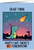 Twin Happy Birthday Kawaii Cartoon Dino card