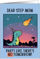 Step Mom Happy Birthday Kawaii Cartoon Dino card