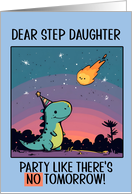Step Daughter Happy Birthday Kawaii Cartoon Dino card