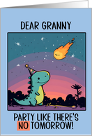 Granny Happy Birthday Kawaii Cartoon Dino card
