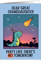 Great Granddaughter Happy Birthday Kawaii Cartoon Dino card