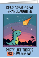 Great Great Granddaughter Happy Birthday Kawaii Cartoon Dino card