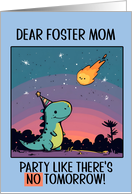 Foster Mom Happy Birthday Kawaii Cartoon Dino card