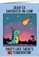 Ex Daughter in Law Happy Birthday Kawaii Cartoon Dino card