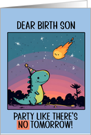 Birth Son Happy Birthday Kawaii Cartoon Dino card