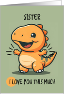 Sister Cartoon Kawaii Dino Love card