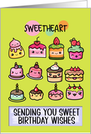 Sweetheart Happy Birthday Sweet Kawaii Birthday Cakes card