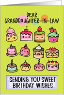 Granddaughter in Law Happy Birthday Sweet Kawaii Birthday Cakes card