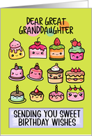 Great Granddaughter Happy Birthday Sweet Kawaii Birthday Cakes card