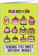 Birth Son Happy Birthday Sweet Kawaii Birthday Cakes card