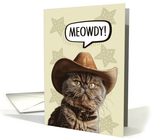 Hi Hello Meowdy Cowboy Exotic Shorthair Cat card (1841872)
