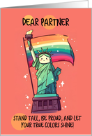 Partner Happy Pride Kawaii Rainbow Lady Liberty card