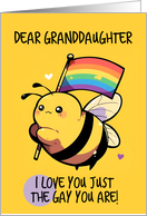 Granddaughter Happy Pride Kawaii Bee with Rainbow Flag card