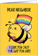 Neighbor Happy Pride Kawaii Bee with Rainbow Flag card