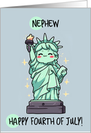 Nephew Happy 4th of July Kawaii Lady Liberty card