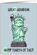 Great Grandson Happy 4th of July Kawaii Lady Liberty card