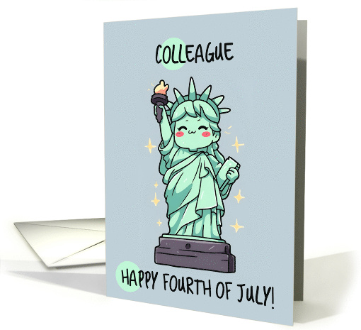 Colleague Happy 4th of July Kawaii Lady Liberty card (1842534)
