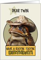 Twin Happy Birthday Country Cowboy Toad card