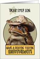 Step Son Happy Birthday Country Cowboy Toad card