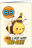 88 Years Old Happy Birthday Kawaii Bee with Birthday Hat card