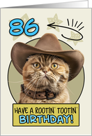 86 Years Old Happy Birthday Cat with Cowboy Hat card