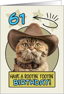 61 Years Old Happy Birthday Cat with Cowboy Hat card