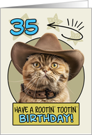 35 Years Old Happy Birthday Cat with Cowboy Hat card