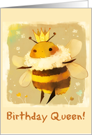 Happy Birthday Kawaii Queen Bee with Crown card