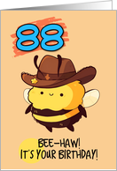 88 Years Old Happy Birthday Kawaii Bee with Cowboy Hat card