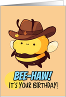 Happy Birthday Kawaii Bee with Cowboy Hat card